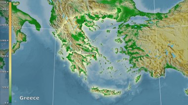Efsanevi stereografik projeksiyonda Yunanistan 'da fiziksel harita - ana kompozisyon