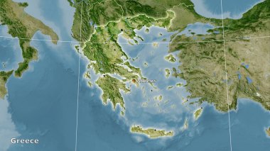 Stereografik projeksiyondaki B uydusunun Yunanistan bölgesi - ana bileşimi