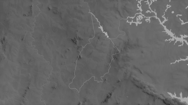 Боно Район Ганы Карта Масштабе Grayscaled Лаками Риверами Форма Очерченная — стоковое фото