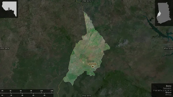 Bono Región Ghana Imágenes Satélite Forma Presentada Contra Área País — Foto de Stock