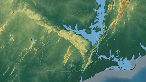 加纳地区 五彩斑斓的湖泊和河流 形状与它的国家相对应 3D渲染 — 图库照片