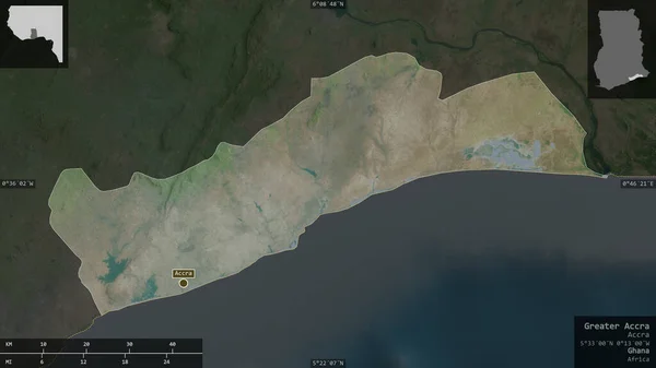 Grote Accra Regio Van Ghana Satellietbeelden Vorm Gepresenteerd Tegen Zijn — Stockfoto