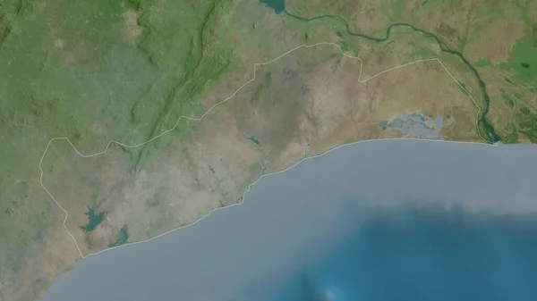 Greater Accra Regione Del Ghana Immagini Satellitari Forma Delineata Contro — Foto Stock