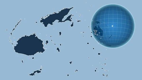 Fiji Globo Con Forma Del País Contra Mapa Ampliado Con — Foto de Stock