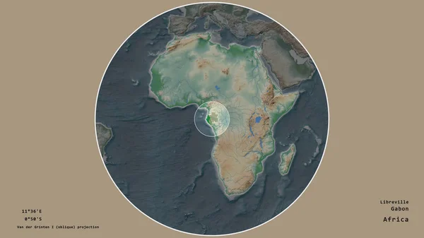 Zona Gabón Marcada Con Círculo Mapa Gran Escala Del Continente — Foto de Stock