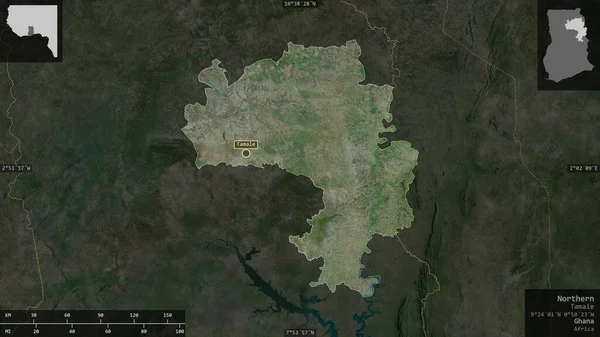 Norden Region Ghana Satellitenbilder Gestalt Die Sich Mit Informativen Überlagerungen — Stockfoto