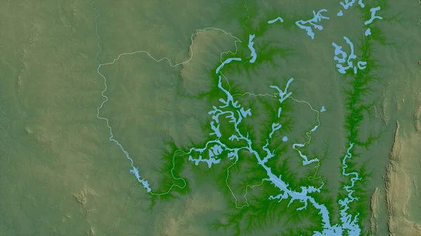 Savannah Region Ghana Colored Shader Data Lakes Rivers Shape Outlined — Stock Photo, Image