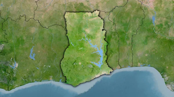 Ghanská Oblast Mapě Satelitu Stereografické Projekci Hrubé Složení Rastrových Vrstev — Stock fotografie