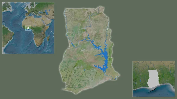 Zbliżenie Ghany Jej Lokalizacji Regionie Centrum Światowej Mapy Dużą Skalę — Zdjęcie stockowe
