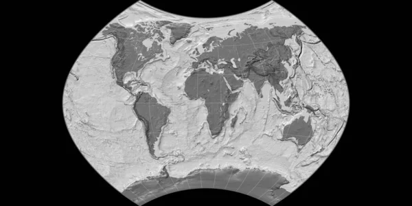 Παγκόσμιος Χάρτης Στην Προβολή Του Ginzburg Επικεντρωμένος Στο Ανατολικό Γεωγραφικό — Φωτογραφία Αρχείου