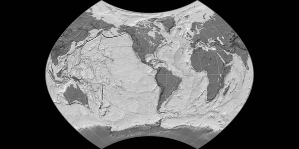 Ginzburg Projeksiyonundaki Dünya Haritası Batı Boylamı Üzerine Kuruludur Çift Katmanlı — Stok fotoğraf