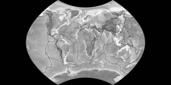 Mappa Del Mondo Nella Proiezione Ginzburg Centrata Longitudine Est Mappa — Foto Stock