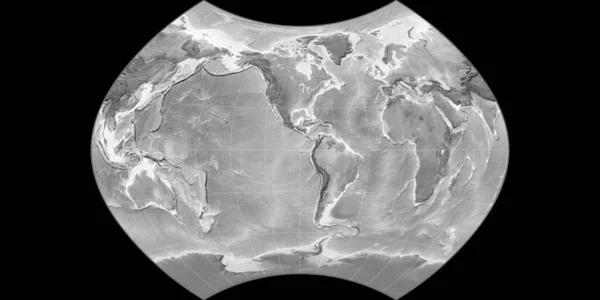 Παγκόσμιος Χάρτης Στην Προβολή Του Ginzburg Επικεντρωμένος Στο Δυτικό Γεωγραφικό — Φωτογραφία Αρχείου