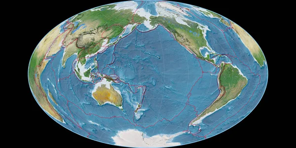 Mapa Del Mundo Proyección Gott Equal Area Centrado 170 Longitud — Foto de Stock