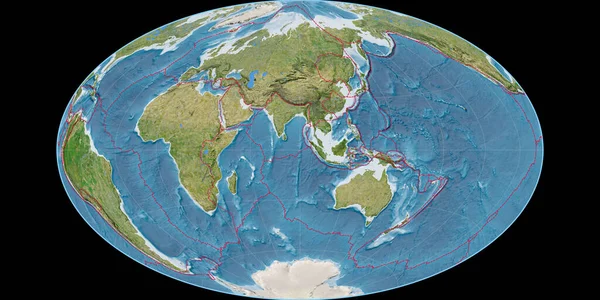 Mapa Del Mundo Proyección Gott Equal Area Centrado Longitud Este — Foto de Stock