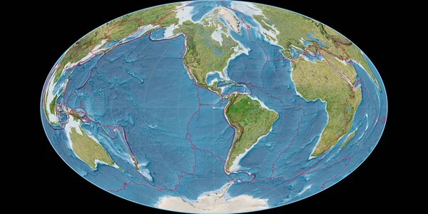 Mapa Świata Projekcji Gott Equal Area Skupiona Zachodniej Długości Geograficznej — Zdjęcie stockowe