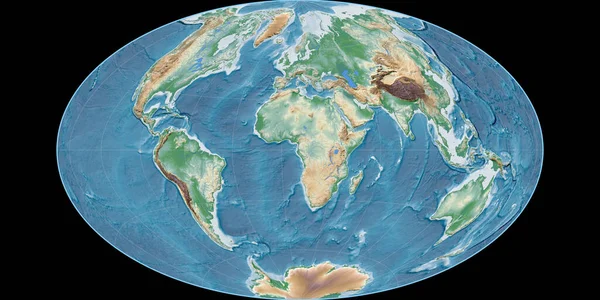 Mapa Mundo Projeção Gott Equal Area Centrada Longitude Leste Sombreador — Fotografia de Stock