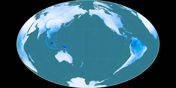 Παγκόσμιος Χάρτης Στην Προβολή Gott Equal Area Κέντρο 170 Δυτικό — Φωτογραφία Αρχείου