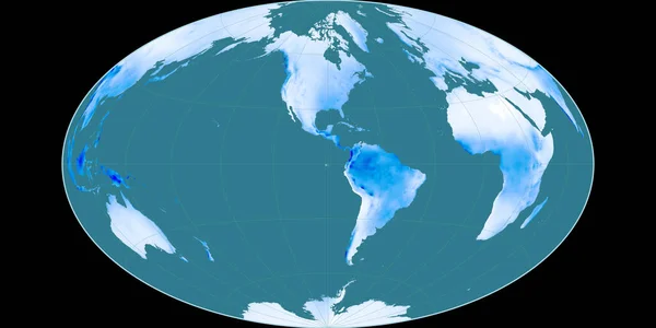 Mappa Del Mondo Nella Proiezione Gott Equal Area Centrata Sulla — Foto Stock