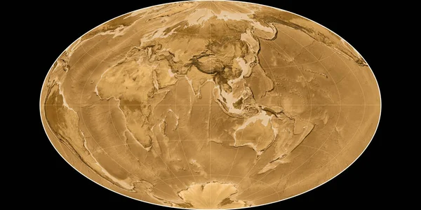 Mapa Del Mundo Proyección Gott Equal Area Centrado Longitud Este —  Fotos de Stock