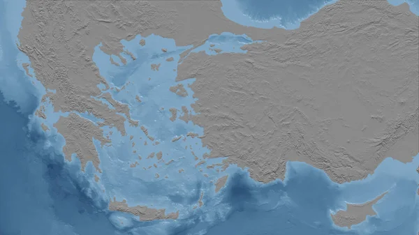 Griechenland Nahaufnahme Des Landes Keine Umrisse Graustufen Höhenkarte — Stockfoto