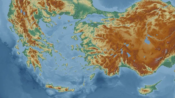 Grecja Zbliżenie Perspektywy Kraju Bez Zarysu Mapa Pomocy Topograficznej — Zdjęcie stockowe