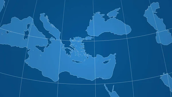 Griekenland Buurt Verre Perspectief Zonder Schets Alleen Vormen Land Oceaan — Stockfoto