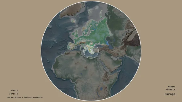 Zona Grecia Marcada Con Círculo Mapa Gran Escala Del Continente —  Fotos de Stock
