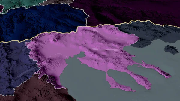 Macédoine Centrale Administration Décentralisée Grèce Zoomé Mis Évidence Carte Colorée — Photo