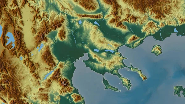 Midden Macedonië Gedecentraliseerd Bestuur Van Griekenland Gekleurd Reliëf Met Meren — Stockfoto