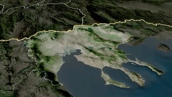 Central Macedonia Decentralized Administration Greece Zoomed Highlighted Satellite Imagery Rendering — Stock Photo, Image