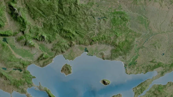 Ostmakedonien Und Thrakien Dezentralisierte Verwaltung Griechenlands Satellitenbilder Umrissen Gegen Das — Stockfoto