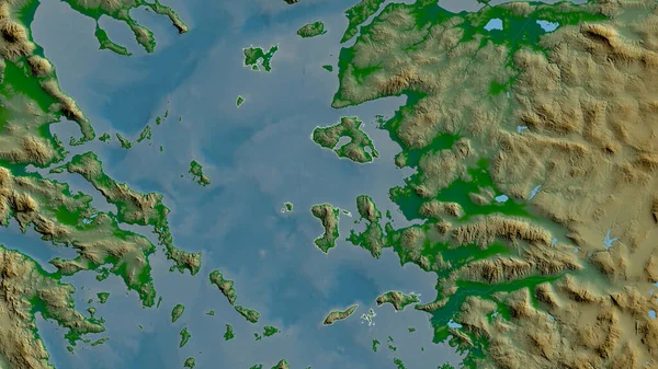 北爱琴海 希腊的分权管理 湖泊和河流的彩色阴影数据 形状与它的国家相对应 3D渲染 — 图库照片