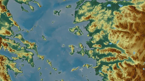 Norra Egeiska Havet Decentraliserad Förvaltning Grekland Färgad Lättnad Med Sjöar — Stockfoto