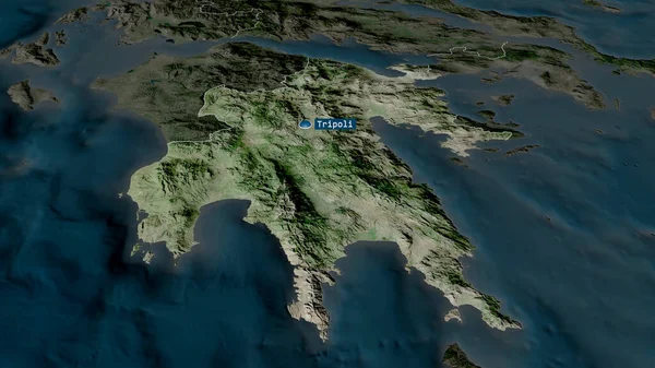 Peloponeso Administração Descentralizada Grécia Ampliada Destacada Com Capital Imagens Satélite — Fotografia de Stock