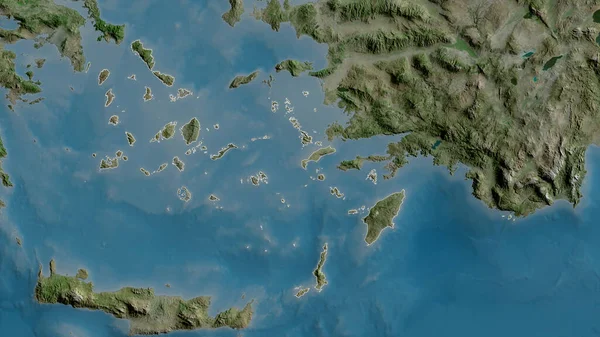 Egeo Meridional Administración Descentralizada Grecia Imágenes Satélite Forma Delineada Contra — Foto de Stock