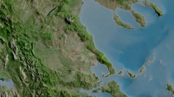 Thessalien Dezentrale Verwaltung Griechenlands Satellitenbilder Umrissen Gegen Das Land Rendering — Stockfoto