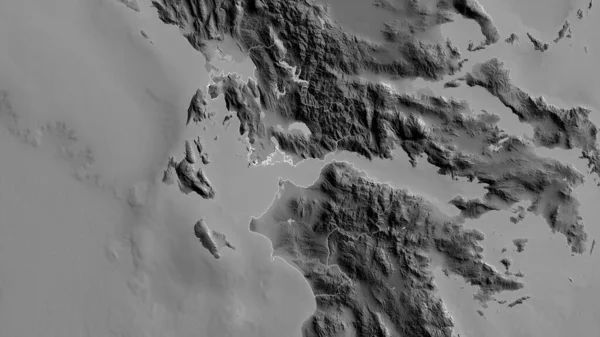 西ギリシャ ギリシャの分散管理 湖や川とグレースケールの地図 形状は その国の領域に対して概説 3Dレンダリング — ストック写真