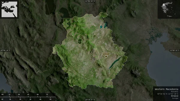 Zachodnia Macedonia Zdecentralizowana Administracja Grecji Zdjęcia Satelitarne Kształt Przedstawiony Swoim — Zdjęcie stockowe
