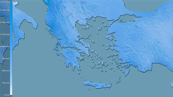 Precipitación Anual Dentro Del Área Grecia Proyección Estereográfica Con Leyenda —  Fotos de Stock