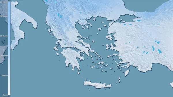 Precipitación Del Cuarto Más Cálido Dentro Del Área Grecia Proyección —  Fotos de Stock