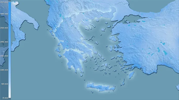 Précipitation Mois Humide Dans Zone Grèce Dans Projection Stéréographique Avec — Photo