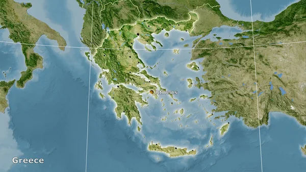 Grecia Área Satélite Mapa Proyección Estereográfica Composición Principal —  Fotos de Stock