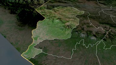 San Marcos - Guatemala Departmanı yakınlaştırıldı ve ön plana çıkarıldı. Uydu görüntüleri. 3B görüntüleme