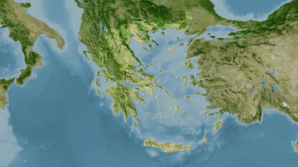 Griekenland Kaart Van Satelliet Stereografische Projectie Ruwe Samenstelling Van Rasterlagen — Stockfoto