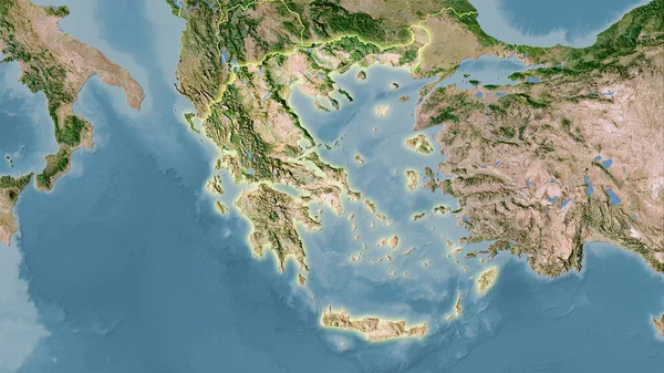 Grecia Área Satélite Mapa Proyección Estereográfica Composición Cruda Capas Trama —  Fotos de Stock