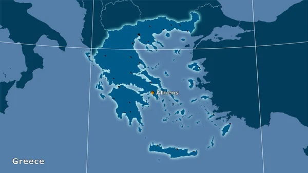 Grèce Zone Sur Carte Solide Dans Projection Stéréographique Composition Principale — Photo