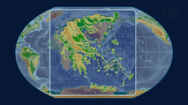 Kavrayskiy Projekcióban Görögország Perspektíváival Együtt Egy Globális Térképre Nagyítva Alakzat — Stock Fotó