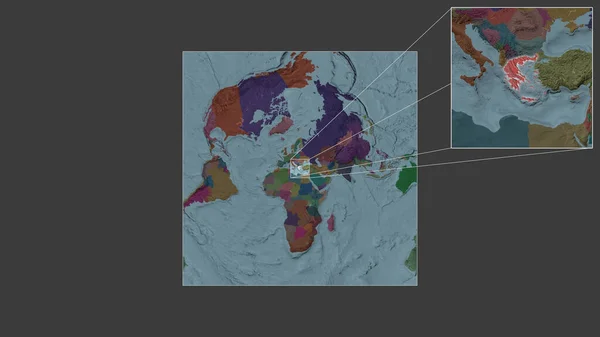 Rozszerzony Powiększony Obszar Grecji Wydobyty Mapy Świata Dużą Skalę Wiodącymi — Zdjęcie stockowe