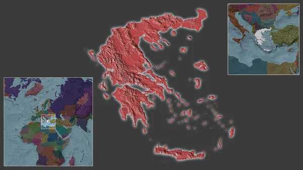 Nahaufnahme Griechenlands Und Seiner Lage Der Region Und Zentrum Einer — Stockfoto